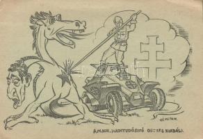 2. világháborús magyar, antiszemita propagandalap, a M. Kir. Haditudósító Osztag kiadása / WWII Hungarian Anti-Semitic propaganda, Judaica s: Németh N. (EB)