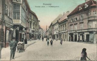 Pozsony, Ventur utca, Hauser Mihály kárpitos kereskedése / street, shop