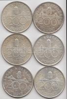 1993. 200Ft Ag "MNB" (4x) + 1994. 200Ft Ag "Deák" (2x) T:2 Adamo F13, F13.1