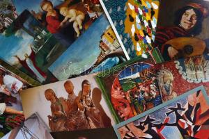 45 db modern képeslap: művészi reprodukciók, térkép, színház, folklór motívumok / 45 modern postcards: painting reproductions, map, theatre and folklore motives