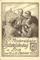 1935 Linz, 14. Österreicher Philatelistentag, s: Fr. Ludwig, So. Stpl (EK)