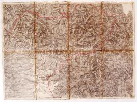 1894 Oláh-Toplica és Tölgyes környéke vászon térkép 60x50 cm