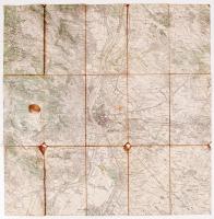 cca 1895 Budapest és környéke vászon térkép kis hibákkal / Canvas map 60x50 cm