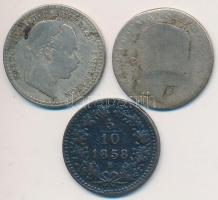 Ausztria 1837. 3Kr Ag "I. Ferdinánd" + 1858B 5/10Kr + 1870. 10Kr Ag "I. Ferenc József...