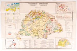 cca 1910 Fodor Ferenc: Magyarország gazdaságföldrajzi térképe, kis szakadással 100x63 cm