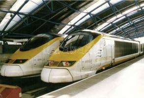 10 db modern vonat, mozdony témájú motívum lap / 10 modern motive cards, trains, locomotives