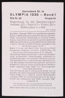 1936 Berlin, Fotógyűjtemény az olimpiáról (Sammelwerk Nr. 13, Nr. 14), hátoldalukon német nyelvű leí...