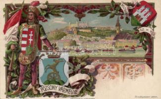 Pozsony vármegye / county, coat of arms litho