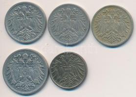 Ausztria 1918. 2H + 1894-1895-1916. 10H (3x) + 1911. 20H T:2,2-
Austria 1918. 2 Heller + 1894-1895-1...