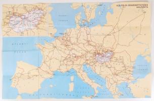 1971 Magyarország vasúti térképe, kartográfiai vállalat által kiadott, 63x41 cm.