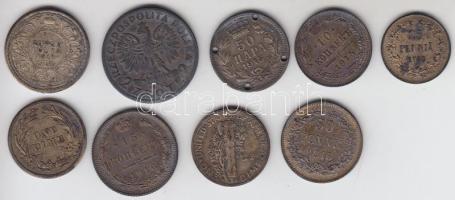 9db vegyes kisméretű ezüstpénz, Finnország, Oroszország, Amerikai Egyesült Államok stb pénzei T:2,2- patina 9pcs of different silver small coins from Finland, Russia, USA etc. C:XF,VF patina