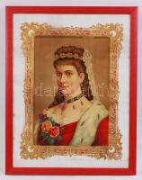 cca 1890 Erzsébet királyné díszes kőnyomatos kép dombornyomású kerettel. Modern keretben / cca 1890 Sissy large litho image with embossed frame 40x60 cm