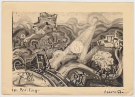 Otto Weber 3 db festményről készült aláírt fotómásolat fotólap méretben