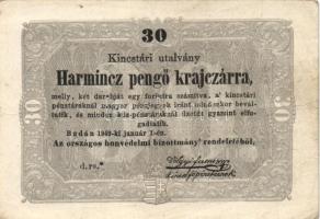 1849. 30Kr "Kossuth-bankó" T:III Adamo G103