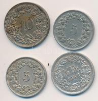 Svájc 1921-1964. 5R (2x) + 1922B 10R + 1965B 1/2Fr Ag T:2 Switzerland 1921-1964. 5 Rappen (2x) + 1922B 10 Rappen + 1965B 1/2 Francs Ag C:XF Krause KM#26,27,23