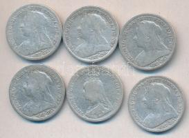 Nagy-Britannia 1893-1901. 3P "Viktória" (6x) T:3
Great Britain 1893-1901. 3 Pence "Vi...