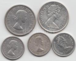 Kanada 1963-1964. 10c Ag (2x) + 1967. 10c Ag + 1964-1967. 25c Ag (2x) T:2-3 Canada 1963-1964. 10 Cents Ag (2x) + 1967. 10 Cents Af + 1964-1967. 25 Cents Ag (2x) C:XF-F