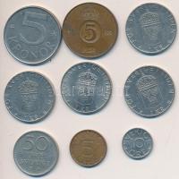 Svédország 1965-1986. 5Ö-5K (9xklf) T:2,2- Sweden 1965-1986. 5 Öre - 5 Kronor (9xdiff) C:XF,VF