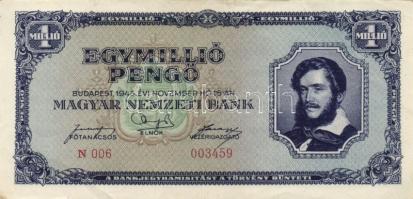 1945. 1.000.000P (2x) kétféle színváltozat T:II,II- + 1946. 1.000.000.000MP (2x) T:I-