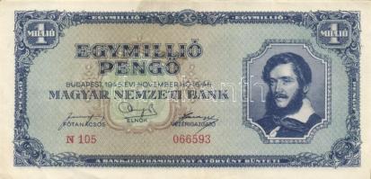 1945. 1.000.000P (2x) kétféle színváltozat T:II,II- + 1946. 1.000.000.000MP (2x) T:I-