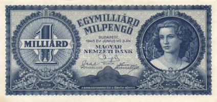 1945. 1.000.000P (2x) kétféle színváltozat T:II,II- + 1946. 1.000.000.000MP (2x) T:I-