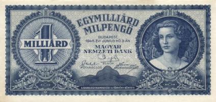 1945. 1.000.000P (2x) kétféle színváltozat T:II,II- + 1946. 1.000.000.000MP (2x) T:I-