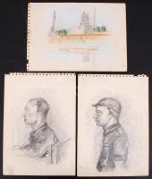 7 db klf ceruza rajz, papír, jelzés nélkül, 18×10 cm