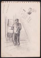 7 db klf ceruza rajz, papír, jelzés nélkül, 18×10 cm