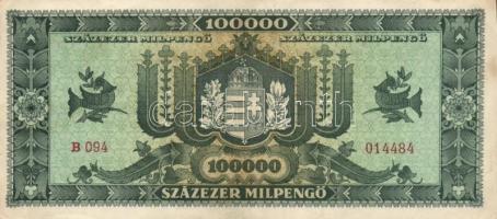 1946. 100.000MP (3x) klf színváltozatok T:II-,III + 100.000.000MP (2x) T:I-