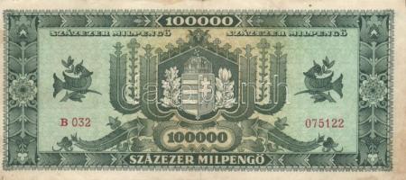 1946. 100.000MP (3x) klf színváltozatok T:II-,III + 100.000.000MP (2x) T:I-