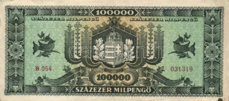 1946. 100.000MP (3x) klf színváltozatok T:II-,III + 100.000.000MP (2x) T:I-