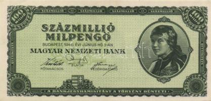 1946. 100.000MP (3x) klf színváltozatok T:II-,III + 100.000.000MP (2x) T:I-