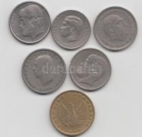 Görögország 1954-1990. 1D-5D (5xklf) + Spanyolország 1957. 5P T:vegyes Greece 1954-1990. 1 Drachma - 5 Drachmai (5xdiff) + Spain 1957. 5 Pesetas C:mixed