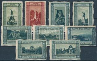1910 Magyar Iskola Egyesület emlékművek, gyógyfürdők 9 db levélzáró