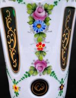 Virág mintás üveg váza, többrétegű, kézzel festett, hámozott, hibátlan m: 23 cm, d: 15 cm