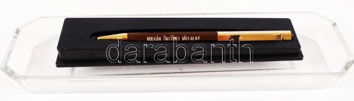 Vegyes íróasztali tétel: festett fekete fa itatópárna, üveg írószer tartó, Kisvárda-Vulkán Öntödei V...