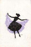 4 db régi sziluett művészlap / 4 old silhouette artist cards