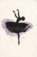 4 db régi sziluett művészlap / 4 old silhouette artist cards