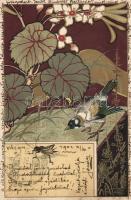 Bird, floral Art Nouveau postcard 'K & B. D. Serie 808. Dess. 3.'