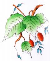 Herendi csipkebogyó mintás váza, kézzel festett, jelzett, hibátlan, m:21 cm