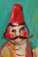 Schéner Mihály (1923-2009): Huszárok. Olaj, farost, keretben, 50×70 cm