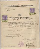 Elemi Népiskolai Bizonyítvány (1912 Városmajor utcai népiskola ) Bp-i árvaszék kiskorú mellé gyám kirendelése (1923) Helyhatósági bizonyítvány egyetemi felvétel ügyében (1923) okmánybélyegekkel