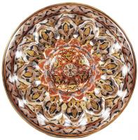 Nagyméretű díszített réz fali tányér, d:39 cm