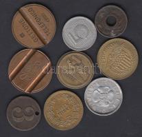 9db különböző magyar és külföldi zseton és játékpénz T:vegyes