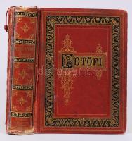 Petőfi Sándor költeményei. Hiteles kéziratok alapján megigazított s hazai müvészek rajzaival diszitett első teljes kiadás. Bp., 1874, Athenaeum. Kiadói egészvászon kötésben, aranyozott élmetszéssel, fametszetű képekkel gazdagon illusztrált (gerincen szakadásokkal)