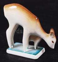 Zsolnay porcelán őz és gidája, kézzel festett, jelzett (pajzs) hibátlan, 8×8 cm / Zsolnay chinaware ...