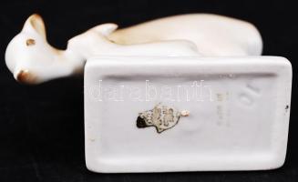 Zsolnay porcelán őz és gidája, kézzel festett, jelzett (pajzs) hibátlan, 8×8 cm / Zsolnay chinaware ...