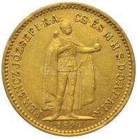 1894. 10K Au "Ferenc József" Körmöcbánya (3.39g/0.900) T:2,2-  Hungary 1894. 10 Korona Au "Franz Joseph" Kremnitz (3.39g/0.900) C:aXF Huszár: 2200., Adamo K8