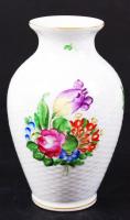 Herendi virágcsokor mintás kis váza, kézzel festett, jelzett, hibátlan, m:15 cm