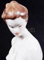 Hollóházi porcelán akt, kézzel festett, jelzett, hibátlan, m:30 cm/Hand painted Hollóházi porcelain ...